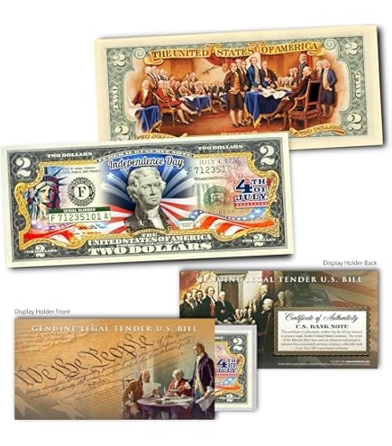 Amazon.com: Rainbow 1869 $2 Banknote on Modern $2 US Bill - First