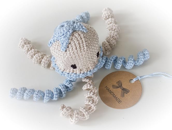 Doudou Pieuvre Pour Bebe Au Crochet Cadeau Naissance Nouveau Ne Doudou Tout Coton Doudou Meduse Amazon Fr Handmade