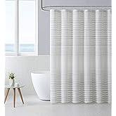 Tommy Bahama - Fabric Shower Curtain, Stylish Striped Bathroom Decor, Hook Holes Top (Tidal Stripe Beige, 72" x 72")