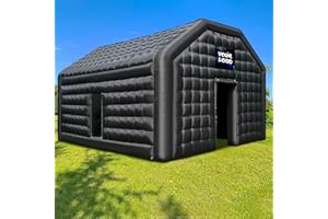 WARSUN Large Black Inflatable Nightclub 20x16.5x12Ft Inflatable Party Tent with Logo Area Inflatable Night Club Tent for Adults Wedding Birthday Raves Dance Floor Yard Party Business