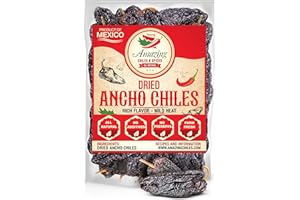 AMAZING CHILES & SPICES Dried Ancho Chiles Peppers 4 oz – Natural & Premium for Authentic Mexican Mole, Sauces, Stews, Salsas, and More! Sweet & Smoky Flavor with Mild to Medium Heat to Elevate Your Favorite Recipes.