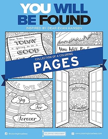 Download Dear Evan Hansen Coloring Pages Hand Drawn Illustrations By Coloring Broadway Printed On Matte Card Stock 8 1 2 X 11 Set Of 4 Individual Designs Amazon In Office Products