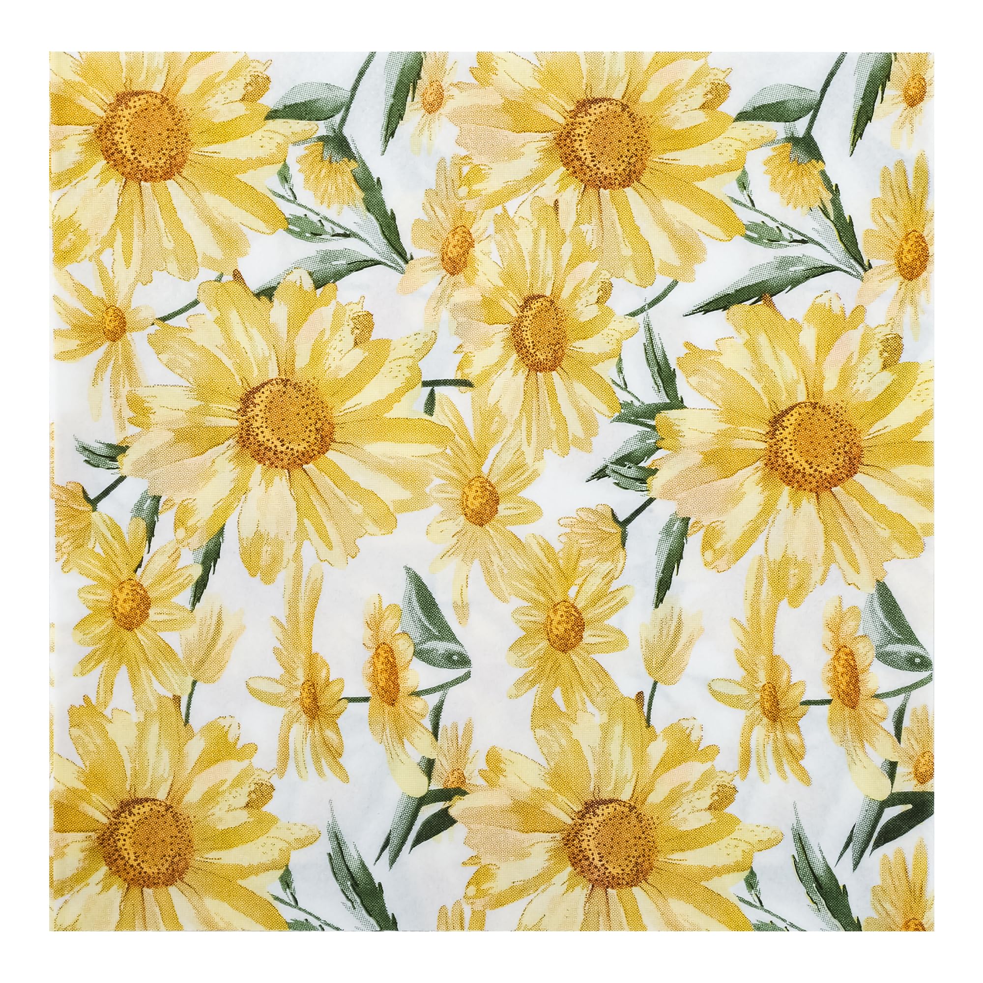 Photo 1 of 100Pcs Yellow Daisy Party Napkins Hello Sunshine Disposable Paper Napkins Summer Decorative Floral 6.5" Luncheon Cocktail Napkins for Birthday Garden Tea Party Supplies