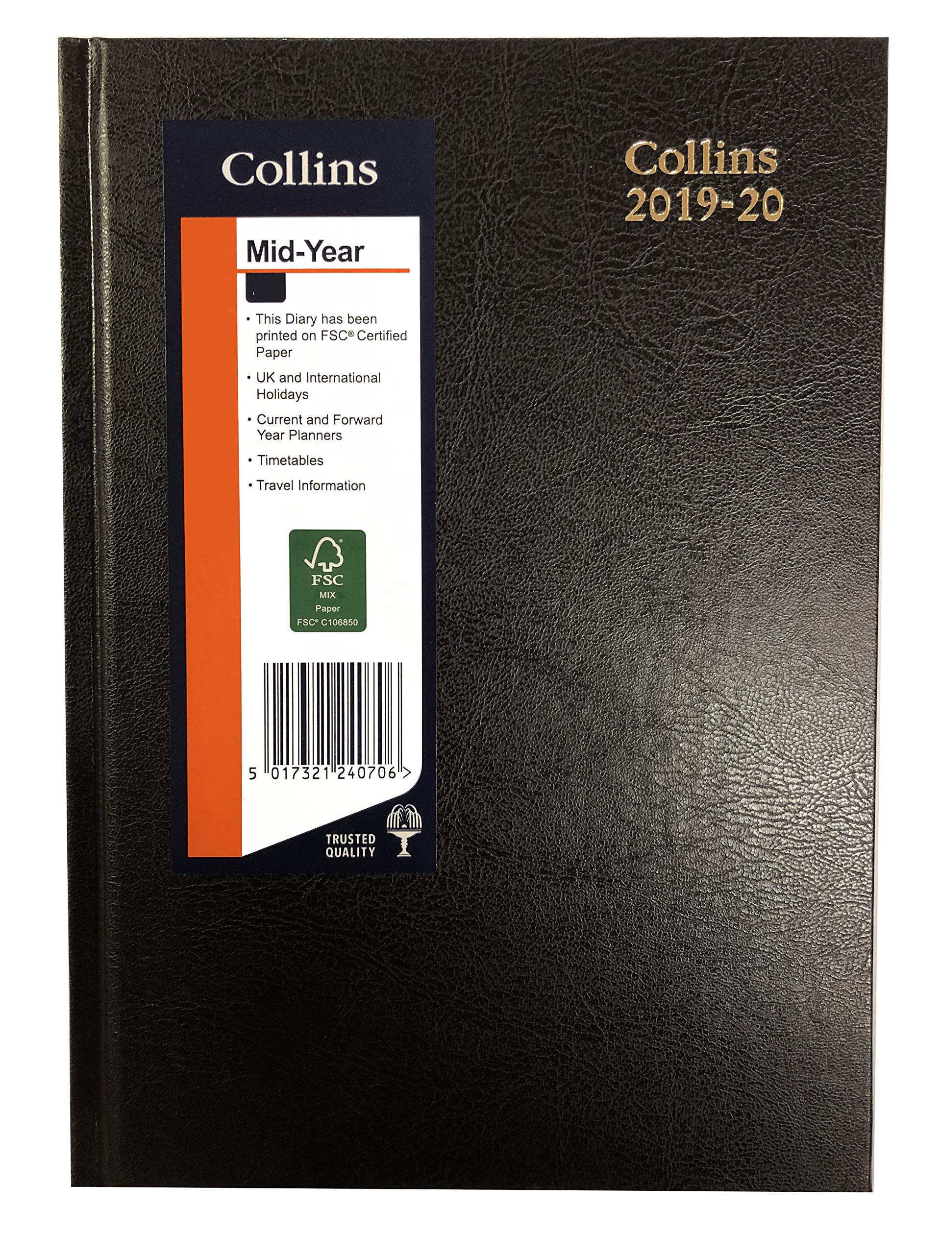 Collins 38M A5 Week to View 2019-2020 Desk Diary - Black