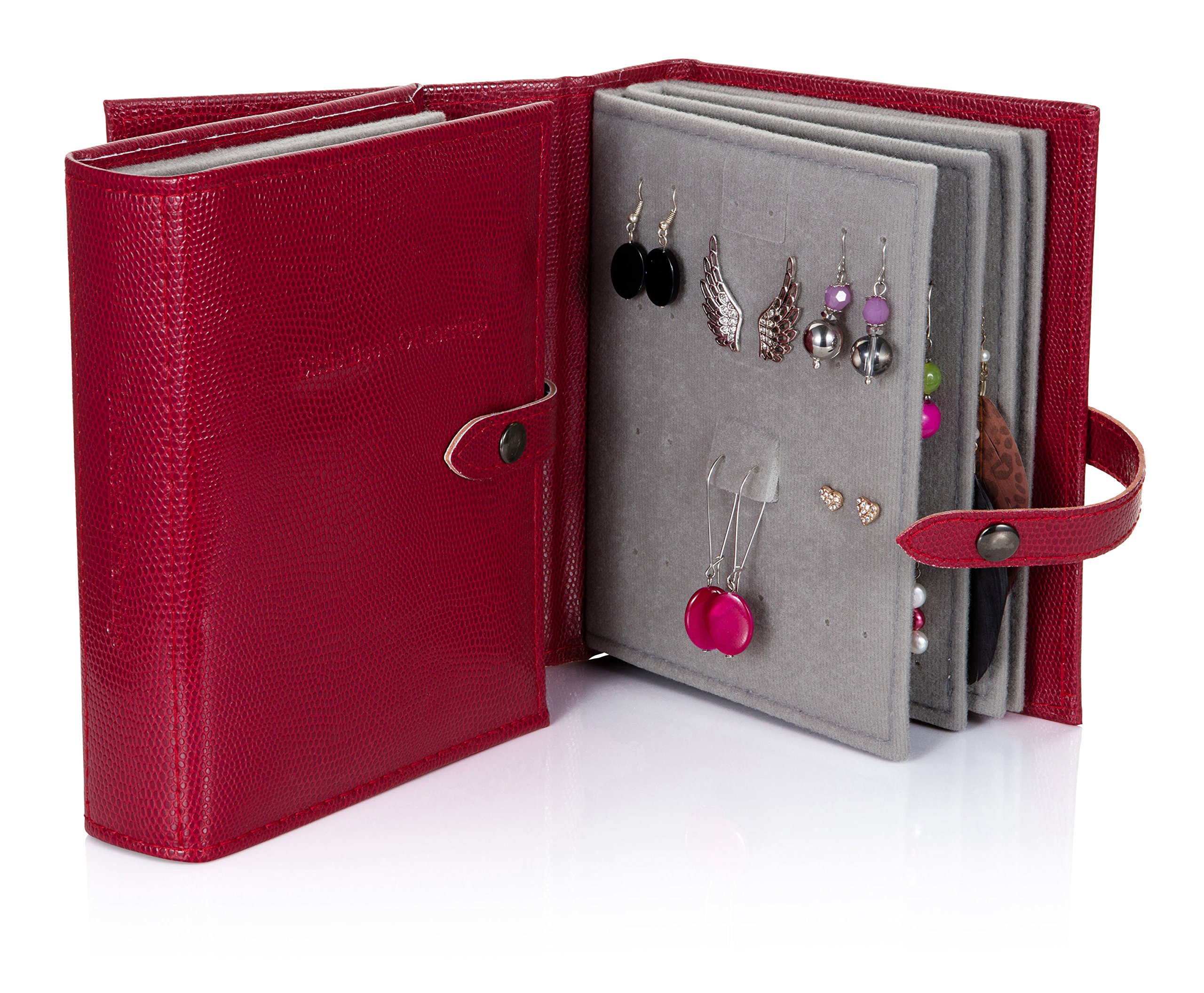 Little Book of Earrings - Earring Storage Solution - Dark Red