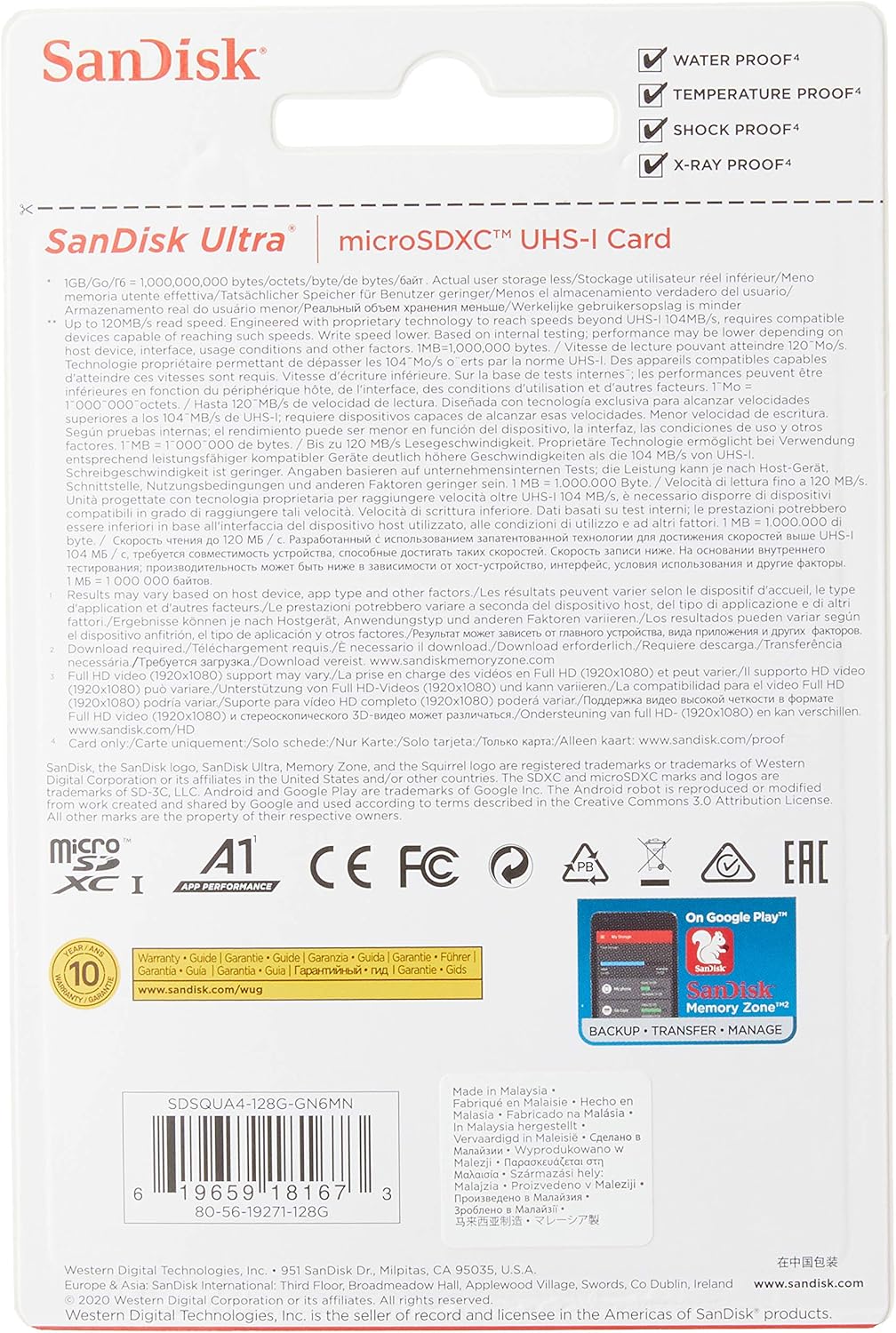 SanDisk Ultra 128GB microSDXC Speicherkarte bis zu 100 MB/Sek, Class 10, U1, A1, SDSQUAR-128G-GN6MN Grau, Rot - Image 3