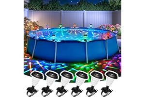 SUNCKET Solar Pool Lights for Framed Above Ground Pools, Waterproof Lights at Night Backyard Pool Accessories, RGB Color Light for Frame Swimming Pools, 6 Pack
