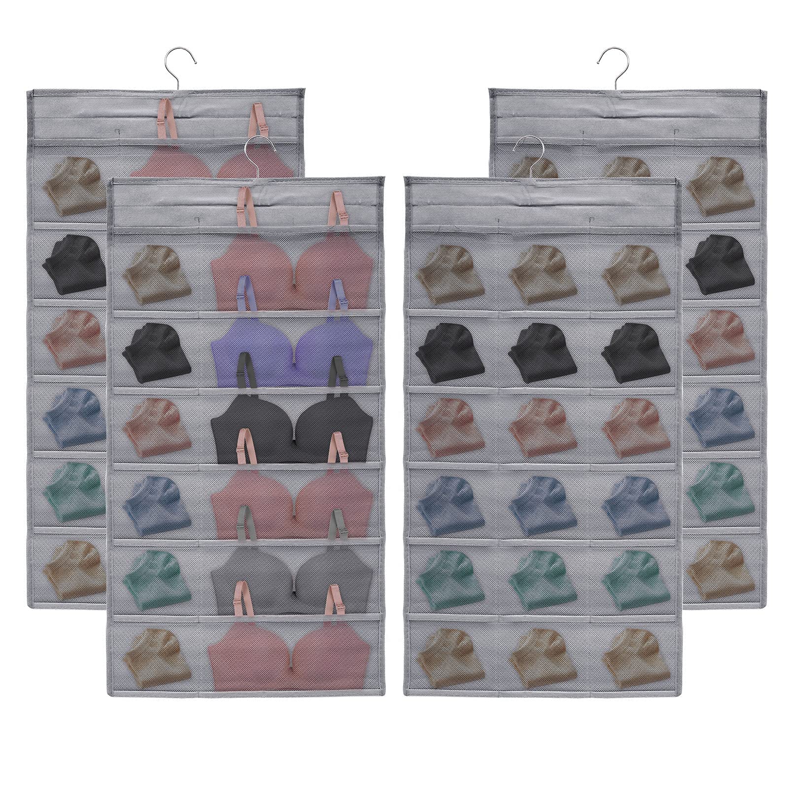 AMJKEJI 2 Pcs Bra Underwear Socks Clothes Storage, Hanging Organiser Pockets Wall Closet Shelf Storage Bags Organizer Wardrobe