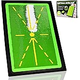 MUEUSS Golf Swing Training Mat, 17"x12", Green, Sequins (Plastic) and Rubber, Portable, Practice Mat