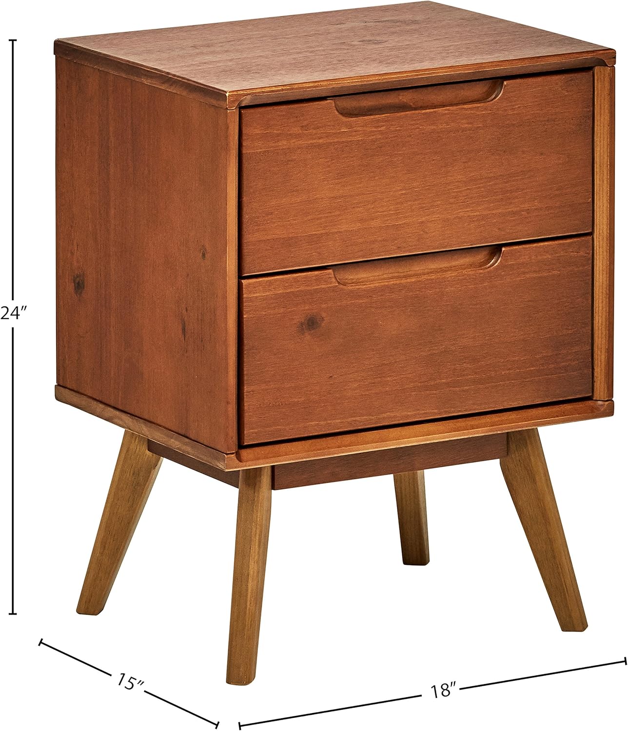  Brand – Rivet Mid-Century Stark 2-Drawer Nightstand, 24"H, Walnut: Kitchen & Dining
