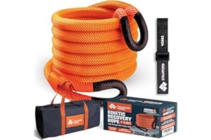STRATFORD WORKS 1" x 30 Feet Kinetic Recovery Rope – 48,000 lbs Capacity Tow Rope with Mesh Storage Bag - Off-Road Snatch and Strap Kinetic Rope Recovery Kit for SUV, UTV, ATV, Jeep,Trucks and Tractors