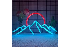 Anywin Mountain Neon Sign for Wall Decor, Dimmable Sunrise Sunset Led Signs with Ice Mountains Neon Signs Art for Living Room, Bedroom Gaming Room, Hotel Decor, Cool Gifts for Friends, Partner