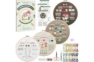 Hbnlai 4-Pack Embroidery Kit for Adult Beginners, Embroidery Starter Kit Including Step-by-Step Guide and Video, Pre-Patterns