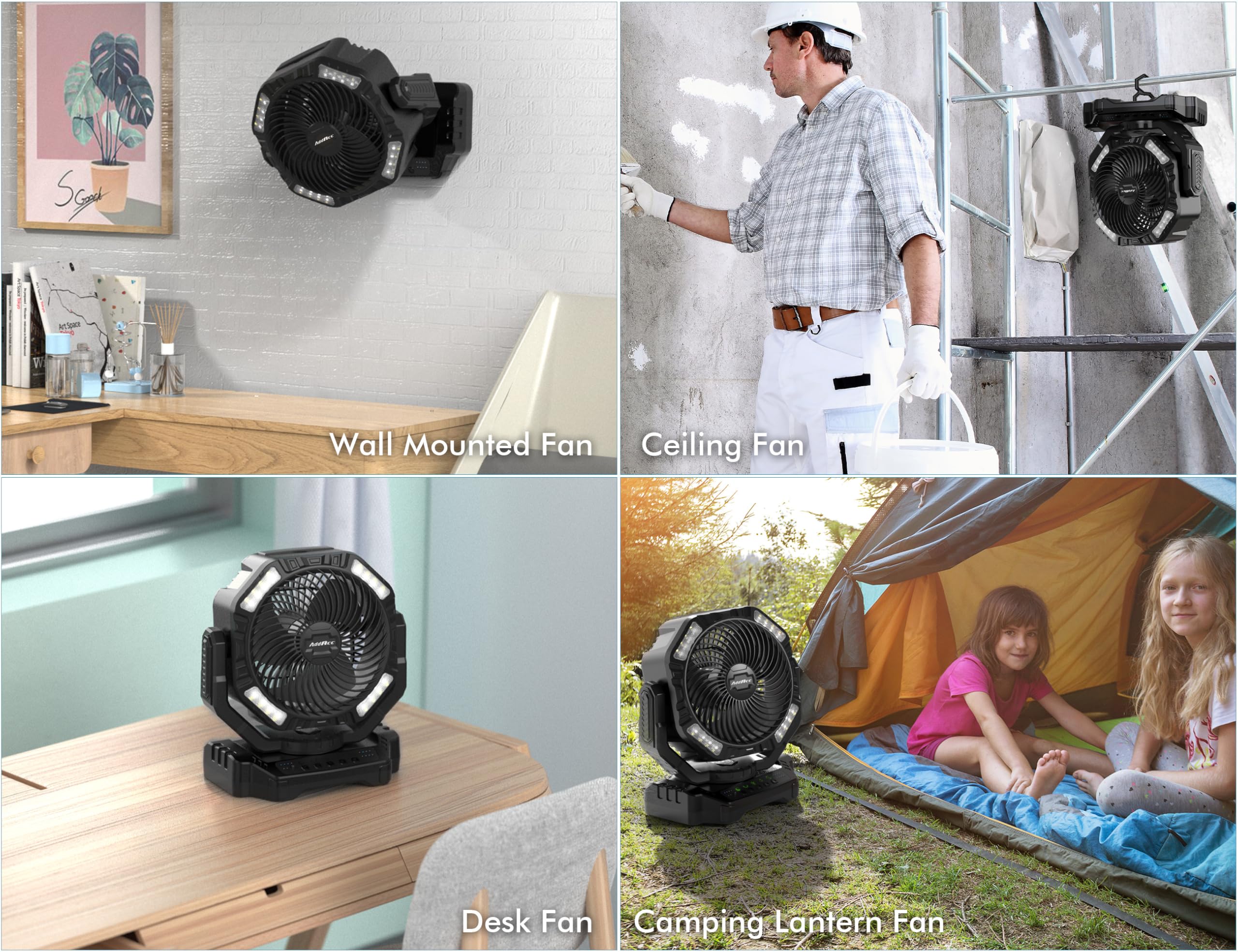 40000mAh Battery Operated Camping Fan, Rechargeable High Velocity Floor Fan, Auto Oscillation Remote Control Timer - Cordless Outdoor Fan for Car Travel RV Camp Garage Patio Hurricane Emergency