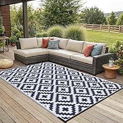 Smiry Waterproof Outdoor Rug 6x9 ft, Reversible