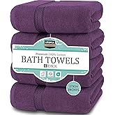 Utopia Towels 4 Pack Premium Bath Towels Set, 27 by 54 Inches, 100% Ring Spun Cotton 600GSM, Lightweight and Highly Absorbent Quick Drying Towels, Perfect for Daily Use, Plum