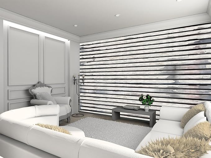 1 Wall Rustic Horizontal Wooden Panel Effect Wallpaper Mural 3.15 x 2