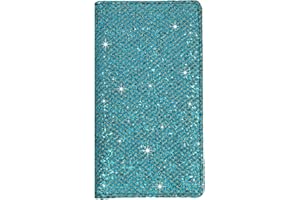 Sanlykate Glitter Bling Checkbook Cover for Girl Women, Shiny Rhombus Pattern RFID Blocking PU Leather Standard Register Check Book Case for Personal Checks with Pen Holder &Divider, Diamond Turquoise