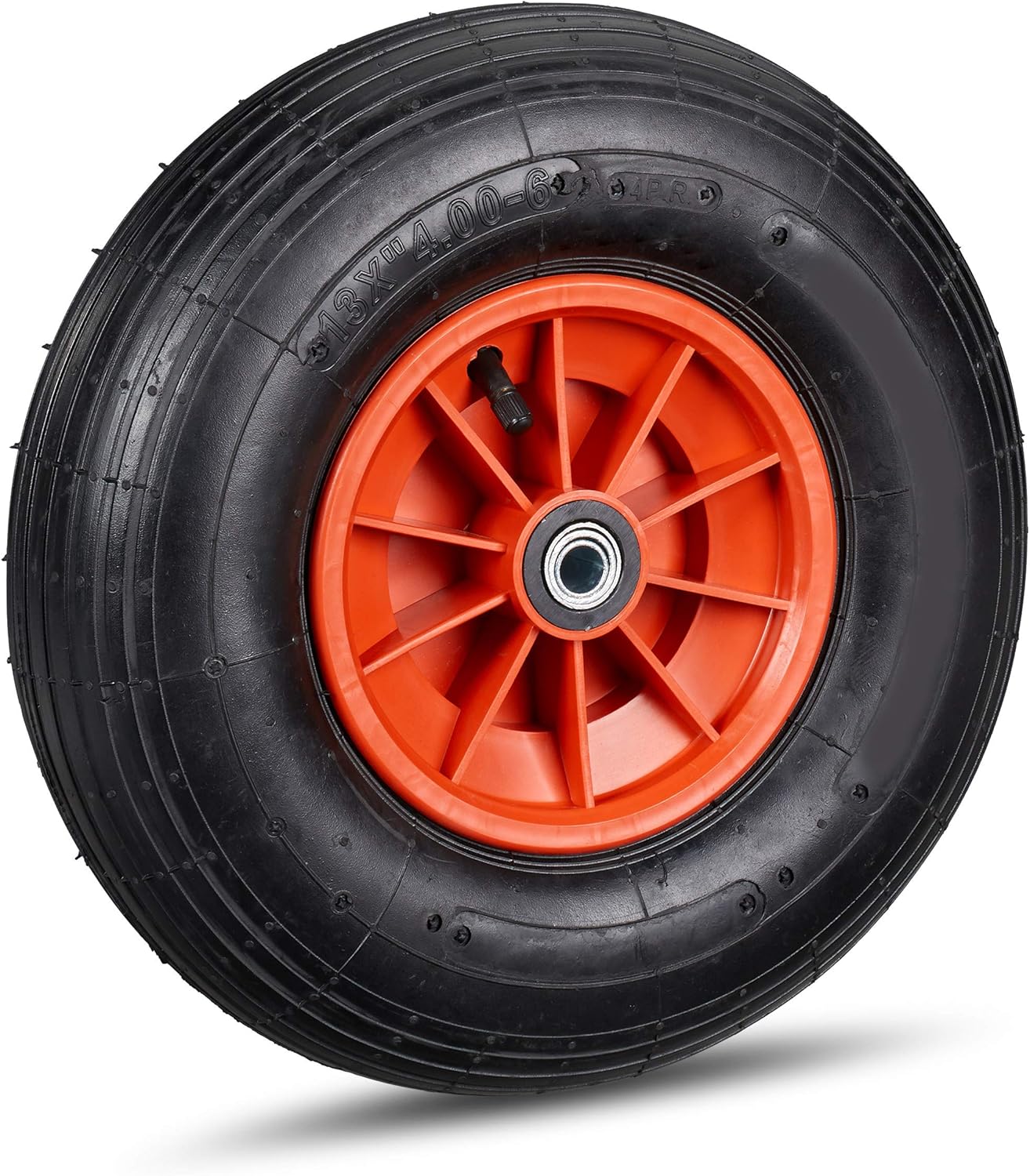 Relaxdays Wheelbarrow Tyre, 4.006, Plastic Rim, Pneumatic, 3 Adaptors