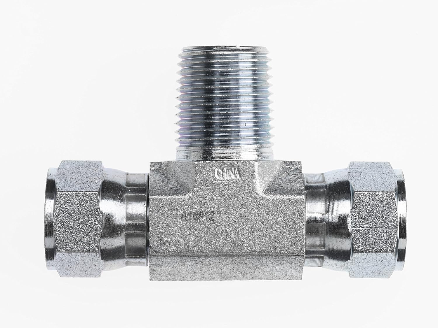 Brennan Industries 6604040404FG Steel Tee Tube Fitting, 7/16"20 SAE x 1/4"18 NPTF x