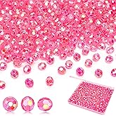 BONNY BOXX 500pcs 8mm Acrylic Faceted Round Crystal Beads Transparent Pink AB Loose Spacer Craft Beads for DIY Bracelet Necklace Earring Keychain Jewelry Making Bags Decoration