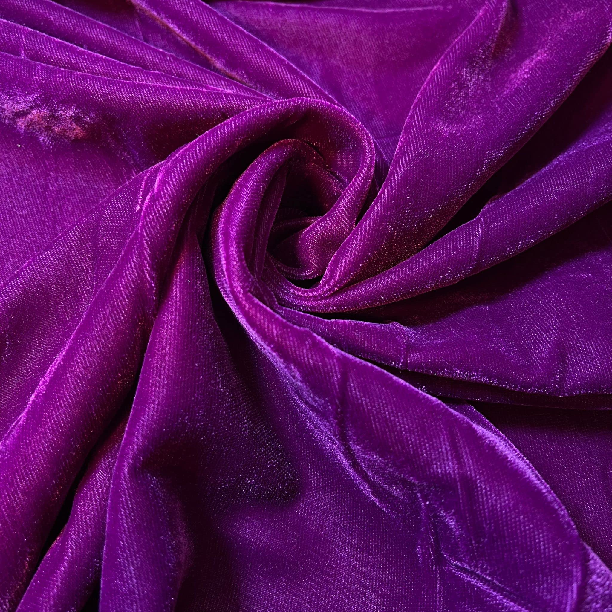 Three Crown Velvet Fabric Soft Strong Material - Home Decor, Curtains, Upholstery, Dress - 112cm Wide (Dark Purple, 5 Meter)