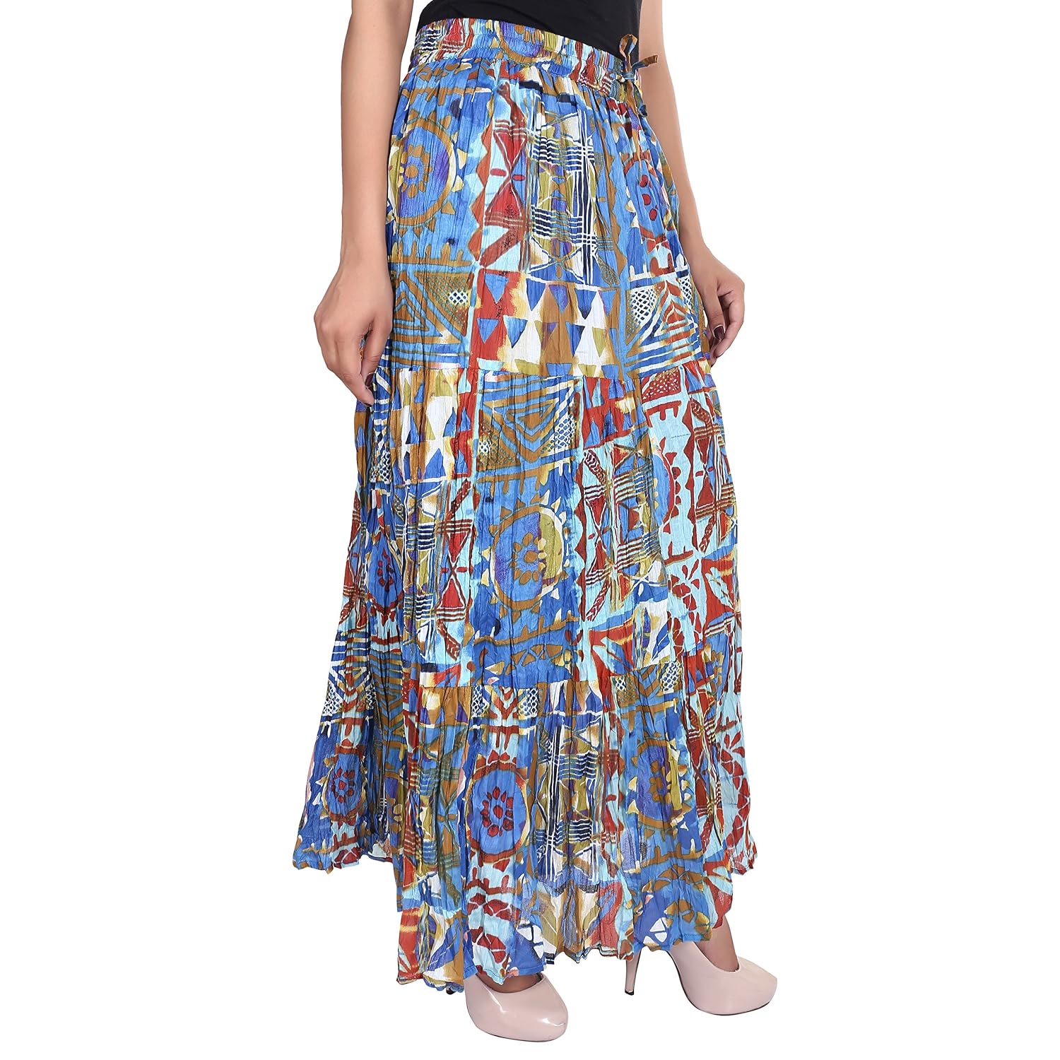 cotton breeze women's cotton regular fit skirt (multi-coloured)