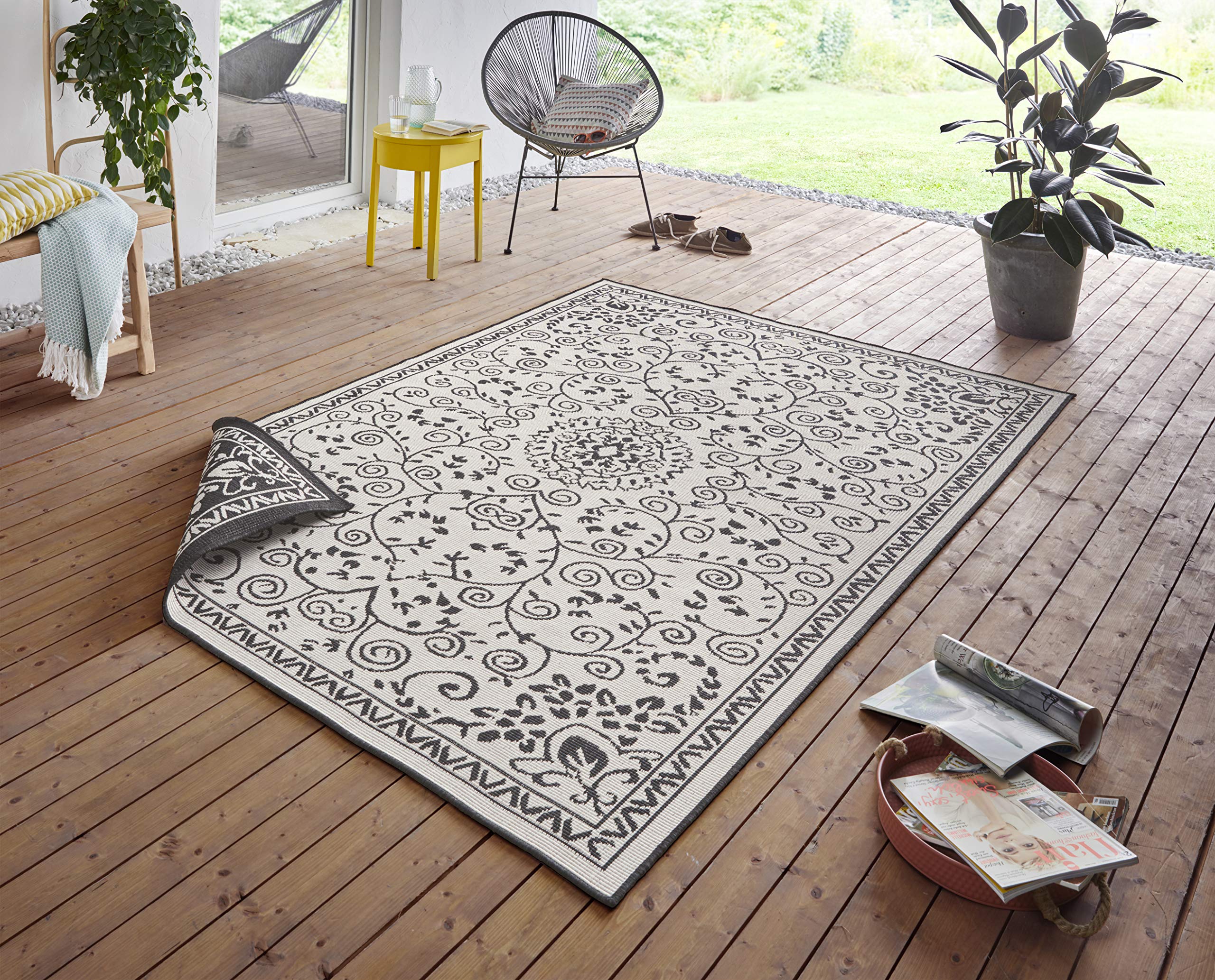 bougari In- & Outdoor Reversible Rug Leyte Black/Cream 80 x 150 cm