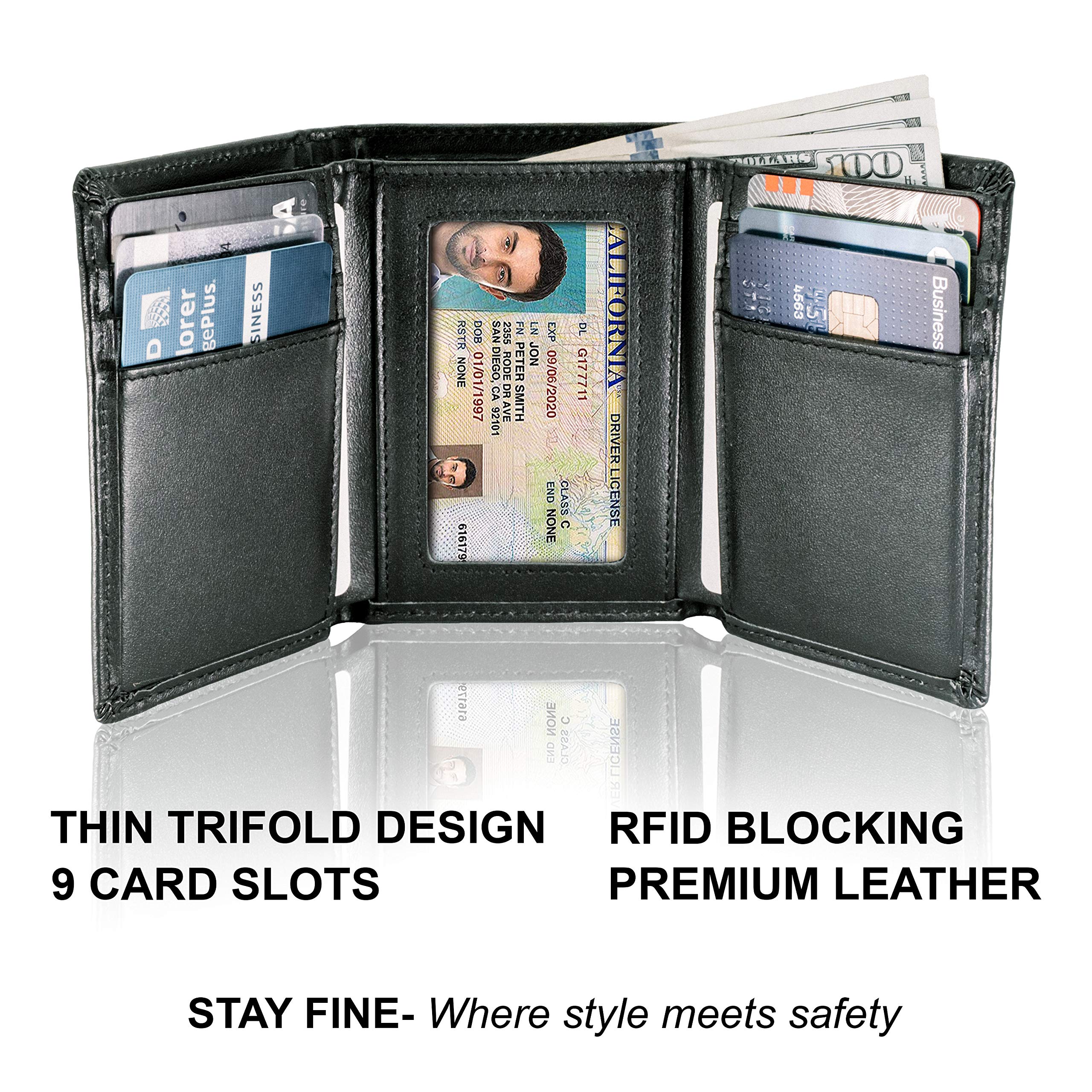 Top Grain Leather Trifold Wallet for Men | Ultra Strong Stitching | Handcrafted Argentinian Leather | RFID Blocking | Extra Capacity Trifold Wallet |Thin and Sophisticated Tri-Fold Design