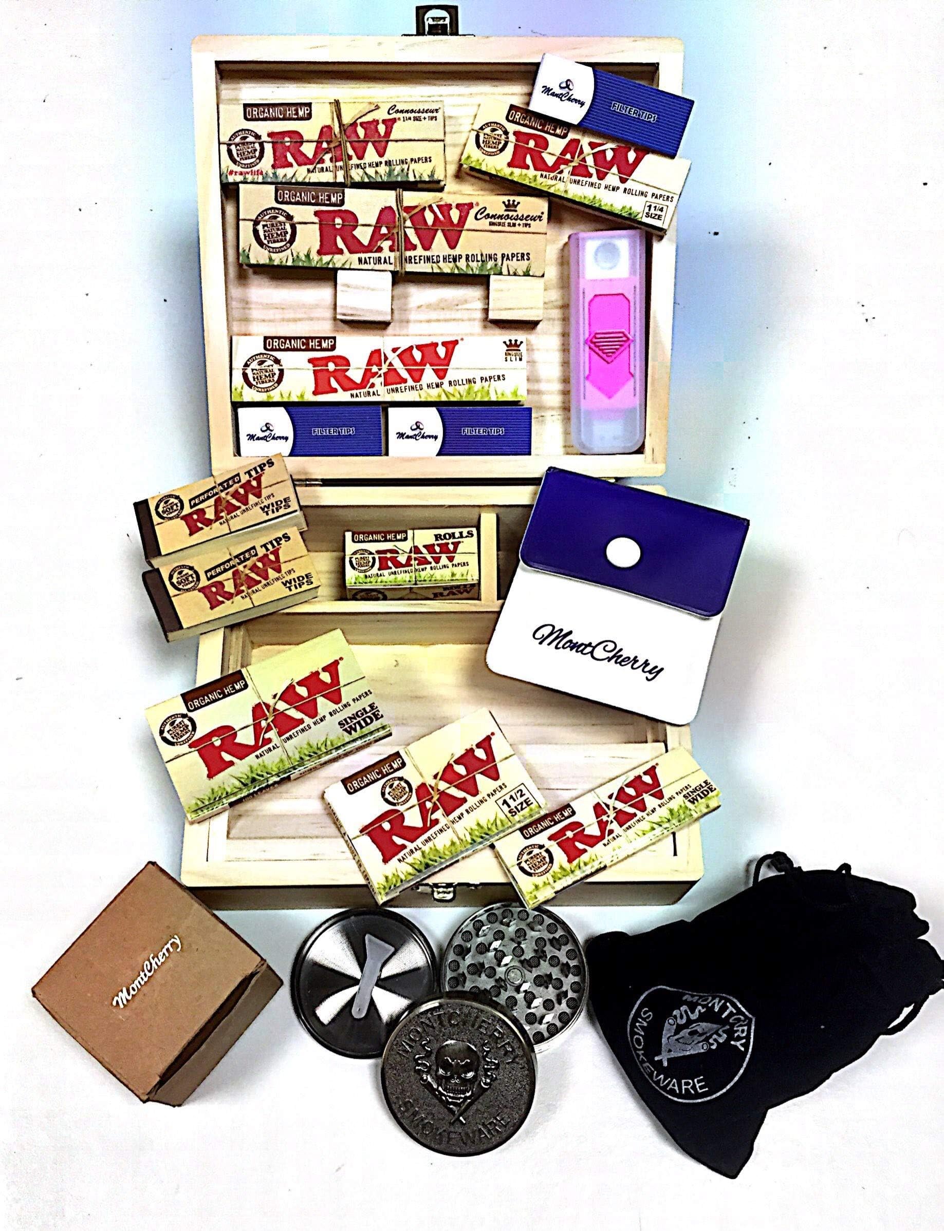 MontCherry Deal Raw/Rolling Supreme Gift Set 1970's Style ''Large Size Box 'Organic' Deal'' Gift for You or Your Loved Ones with Exclusive Mont Cherry Products by Trendz