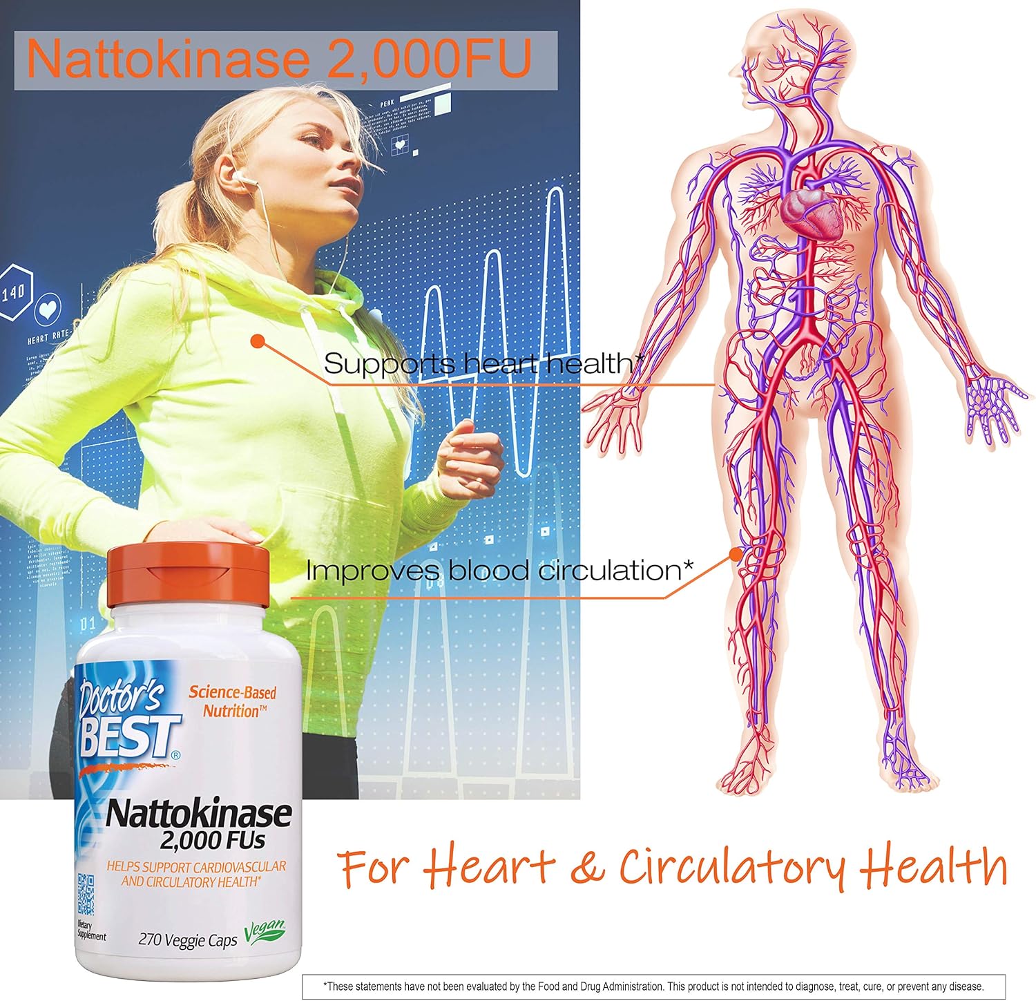 Doctor's Best Nattokinase, Non-GMO, Vegan, Gluten Free, 270 Veggie Caps: Health & Personal Care