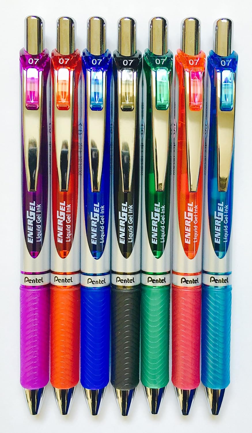 Pentel EnerGel XM BL77;Retractable Gel Pens, 0.7mm, 52% Recycled & Materials, Pack of 7, Blue,Green,Red,Pink,Black,Purple - Image 5
