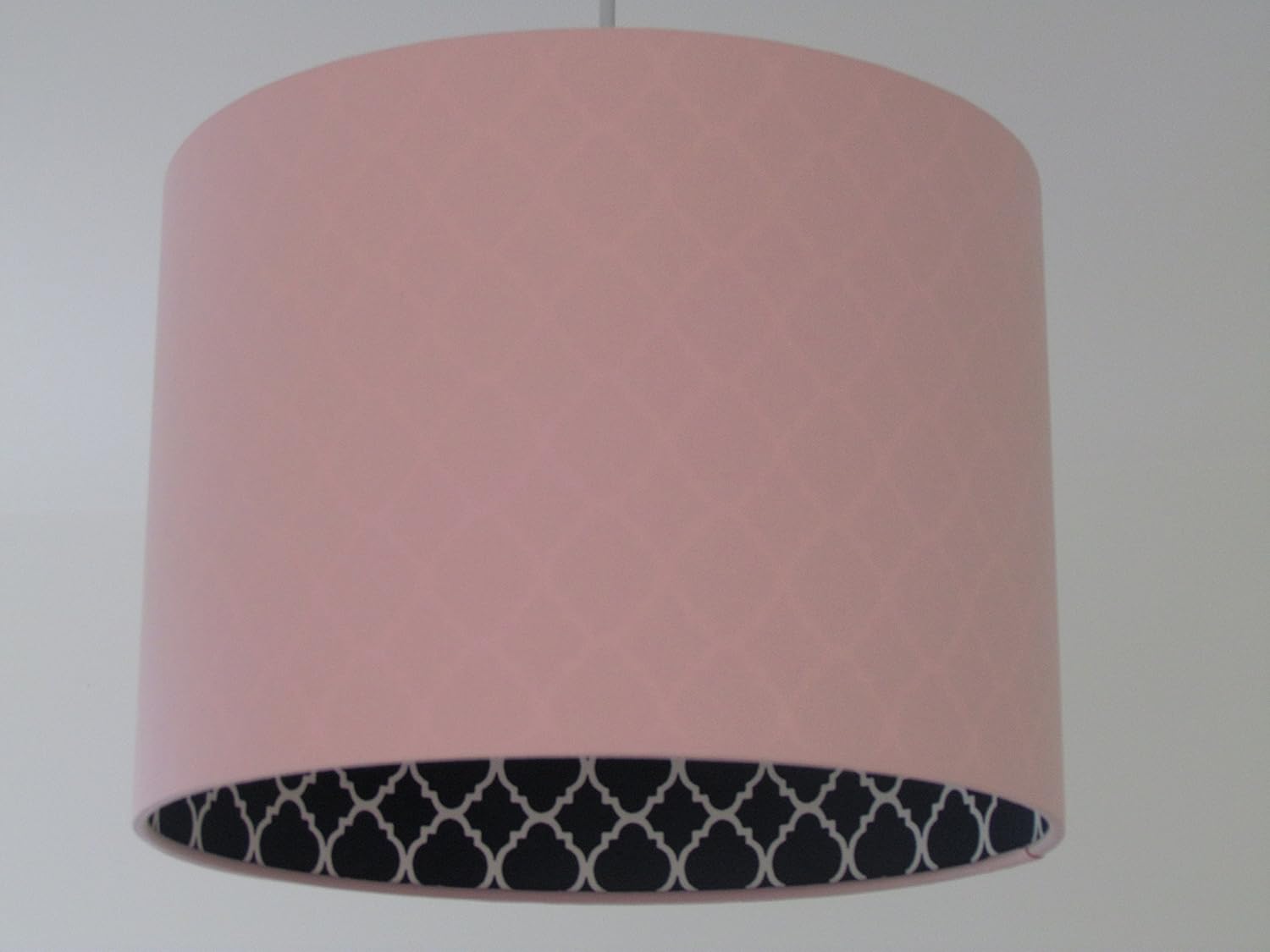 Pale Pink Navy Blue Moroccan Tile Quatrefoil Geometric Lining Lampshade