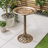 CHRISTOW Bronze Resin Bird Bath Round Pedestal Garden 60cm x 43cm view 2