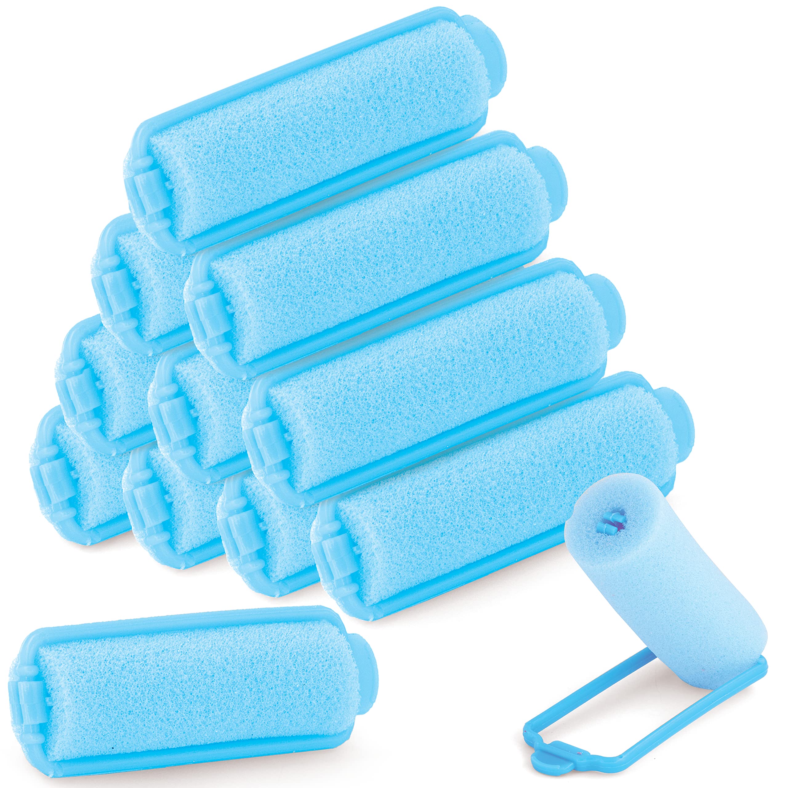 Photo 1 of Foam Hair Roller Set, Heatless Hair Curlers to Sleep In, Self-Fastening, Soft Wave Curlers for Short and Medium Hair, Blue, 1.5CM 12 Pieces – By Rampro