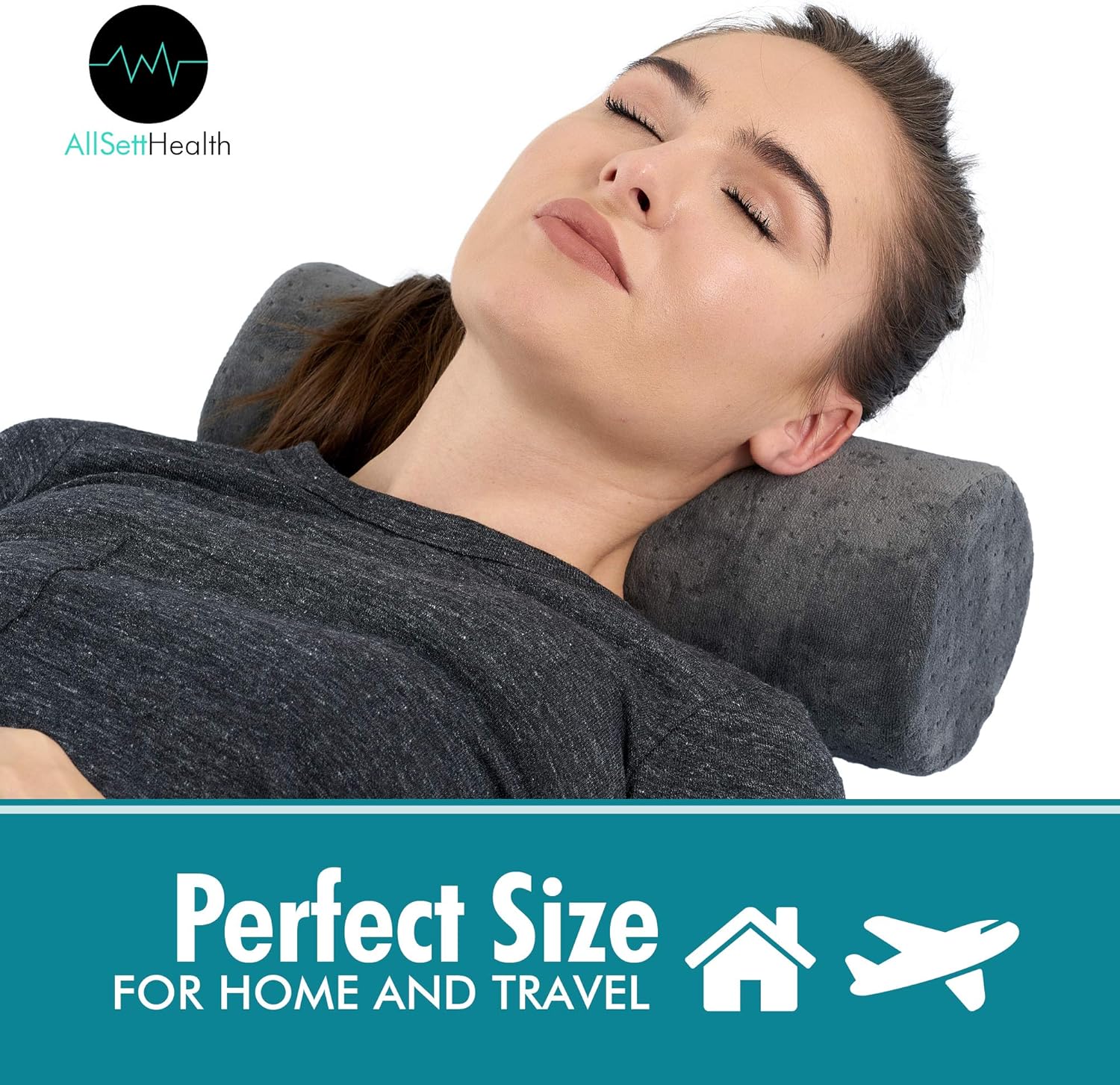 Bamboo Gray Round Cervical Roll Cylinder Bolster Pillow with Removable Washable Cover, Ergonomically Designed for Head, Neck, Back, and Legs || Ideal for Spine and Neck Support During Sleep: Health & Personal Care
