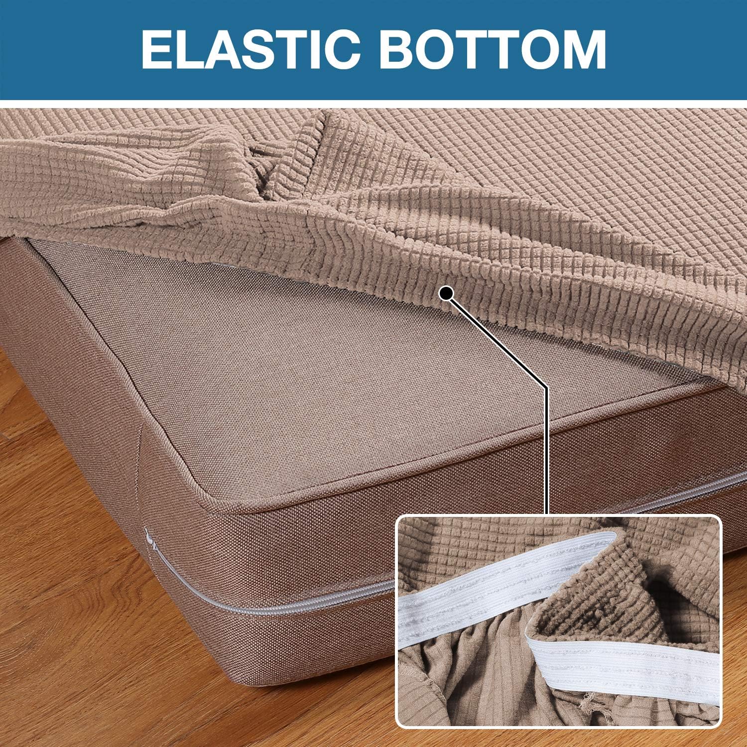 BellaHills Stretch Sofa Seat Cushion Cover Sofa Couch Cushion Furniture Protector Sofa Slipcover with Elastic Bottom Spandex Jacquard Fabric Small Checks(3 Pieces - Image 4