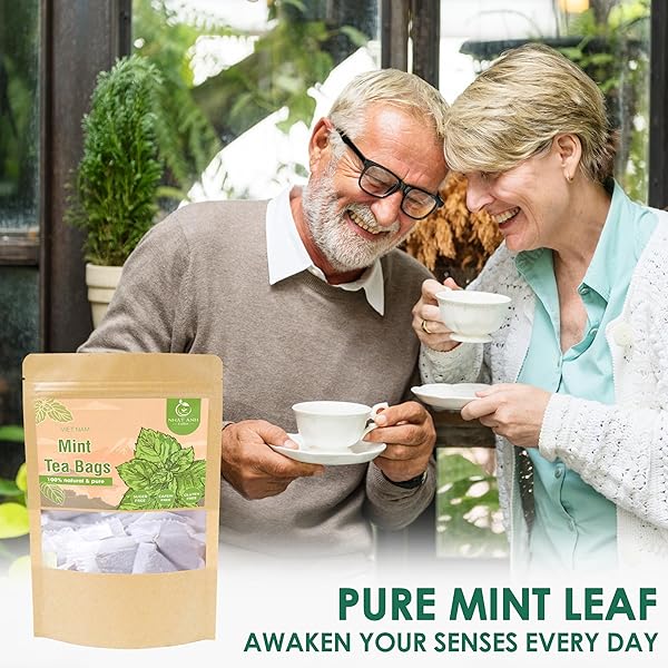 NHAT ANH FARM – PREMIUM PEPPERMINT TEA BAGS, 40 PEPPERMINT TEA BAGS, 100% NATURAL DRIED MINT LEAVES, NATURALLY SWEET HERBAL TEA, SUGAR-FREE, CAFFEINE-FREE, NO ADDITIVES.