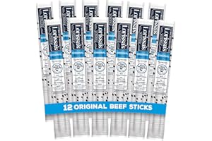 Lorissa's Kitchen Grass-Fed Beef Jerky Meat Snack Sticks - Keto Friendly, Gluten Free, No Added Nitrites or Nitrates, Original Flavor, 1 oz. Pack of 12