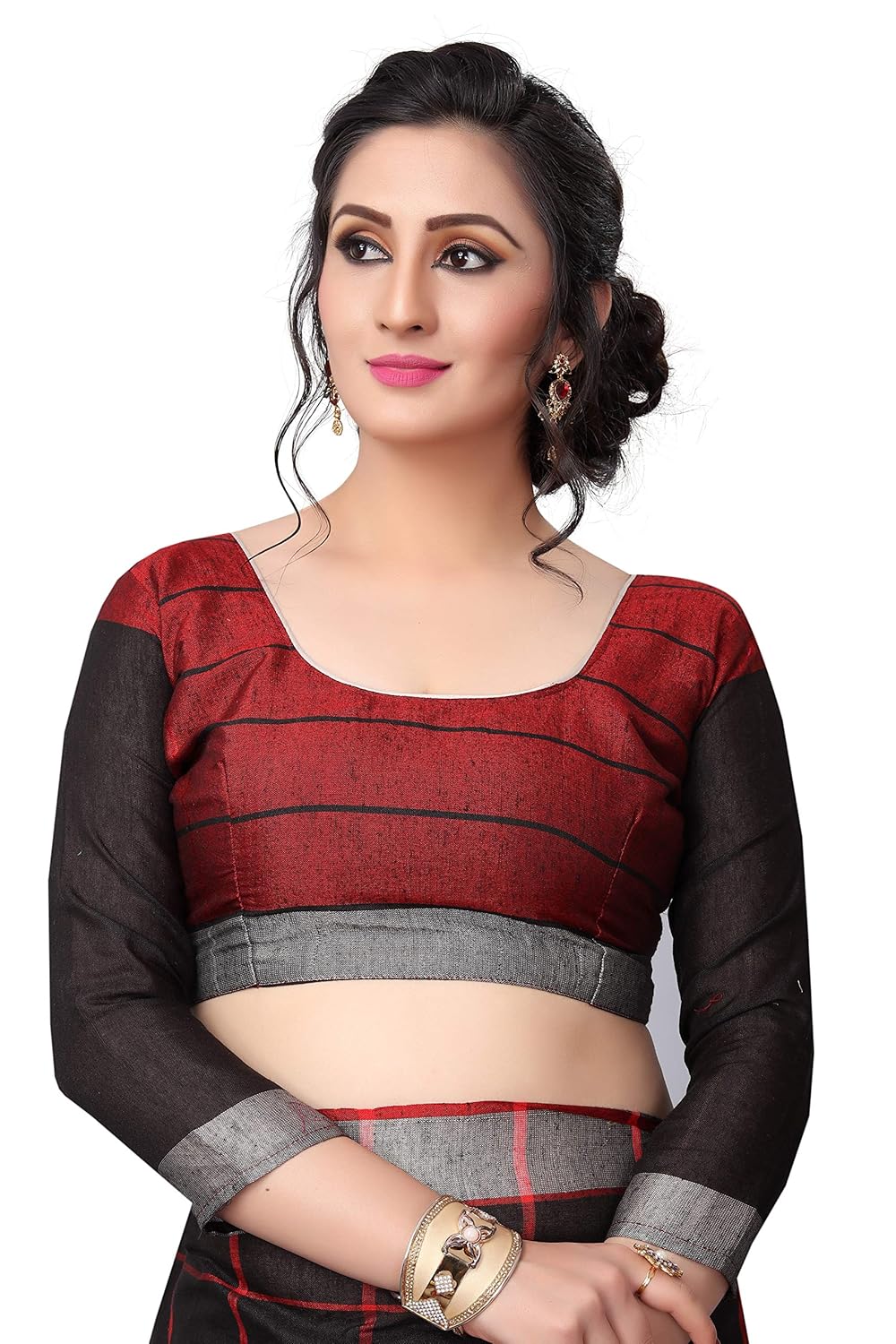 perfectblue linen saree with blouse piece