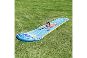 Sloosh Single Lane Water Slide, Lawn Water Slide for Backyards with 1 bodyboards Waterslide with Sprinklers Yard Water Toys f