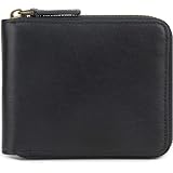 Men's RFID Blocking Leather Zip-Around Wallet With Coin Pocket - Genuine Cowhide, Bifold Style, Great Gift For Him