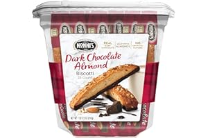 Nonni's Cioccolati Dark Chocolate Almond Biscotti Cookies – Individually Wrapped Italian Coffee Snack, Crunchy Twice-Baked, 21.5 oz Carton