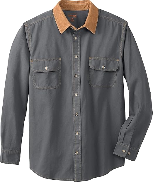 Boulder Creek Camisa Renegade de Manga Larga y Cuello de Pana para Hombre - Gris - X-Large Tall: Amazon.es: Ropa y accesorios