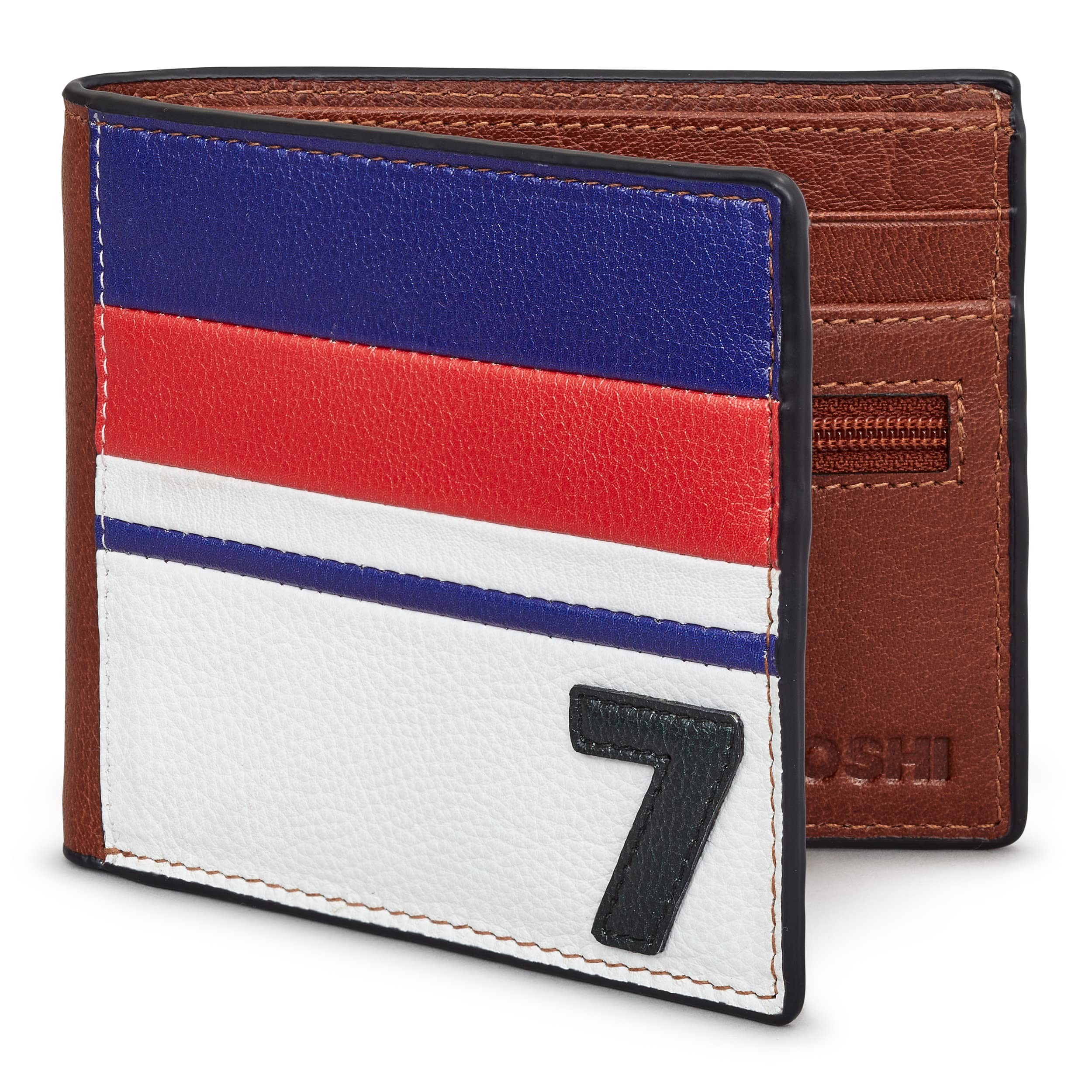 Yoshi England Legends No. 7 Men's Leather Wallet, Genuine Brown Leather Wallet, RFID Blocking Wallet