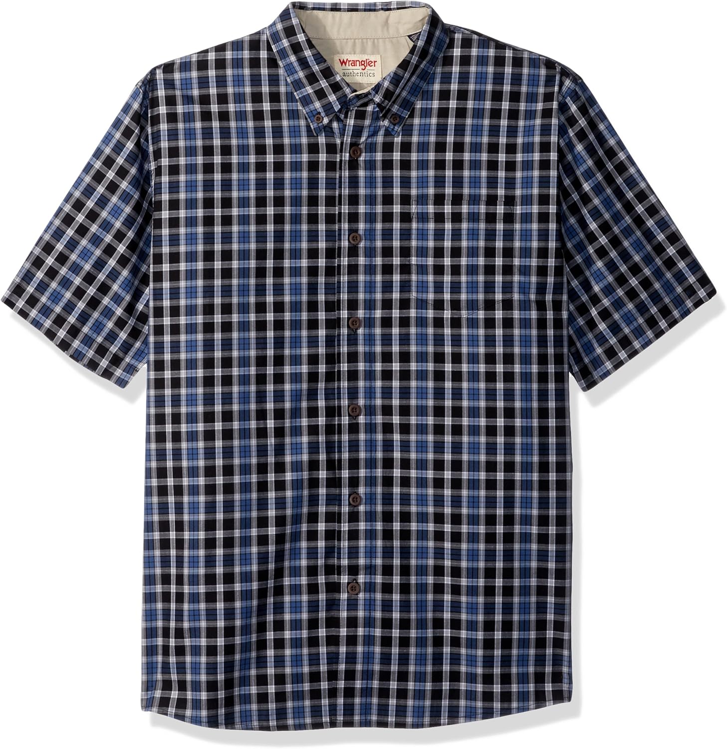 Wrangler Authentics Men’s Short Sleeve Plaid Woven Shirt at  Men’s Clothing store