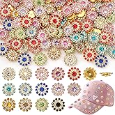 160 Pcs Jewels for Crafting, Colors Flower Sew on Rhinestones for Bedazzling, 14 mm Crystal Gems with Flower Metal Base, Flatback Rhinestones for Crafts Clothes Hats Bags & Sewing Accessories