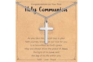 Leyung Baptism Confirmation First Holy Communion Christening Gifts for Boys, Stainless Steel Cross Necklace Gifts for Teen Boys Son Grandson Nephew Godson