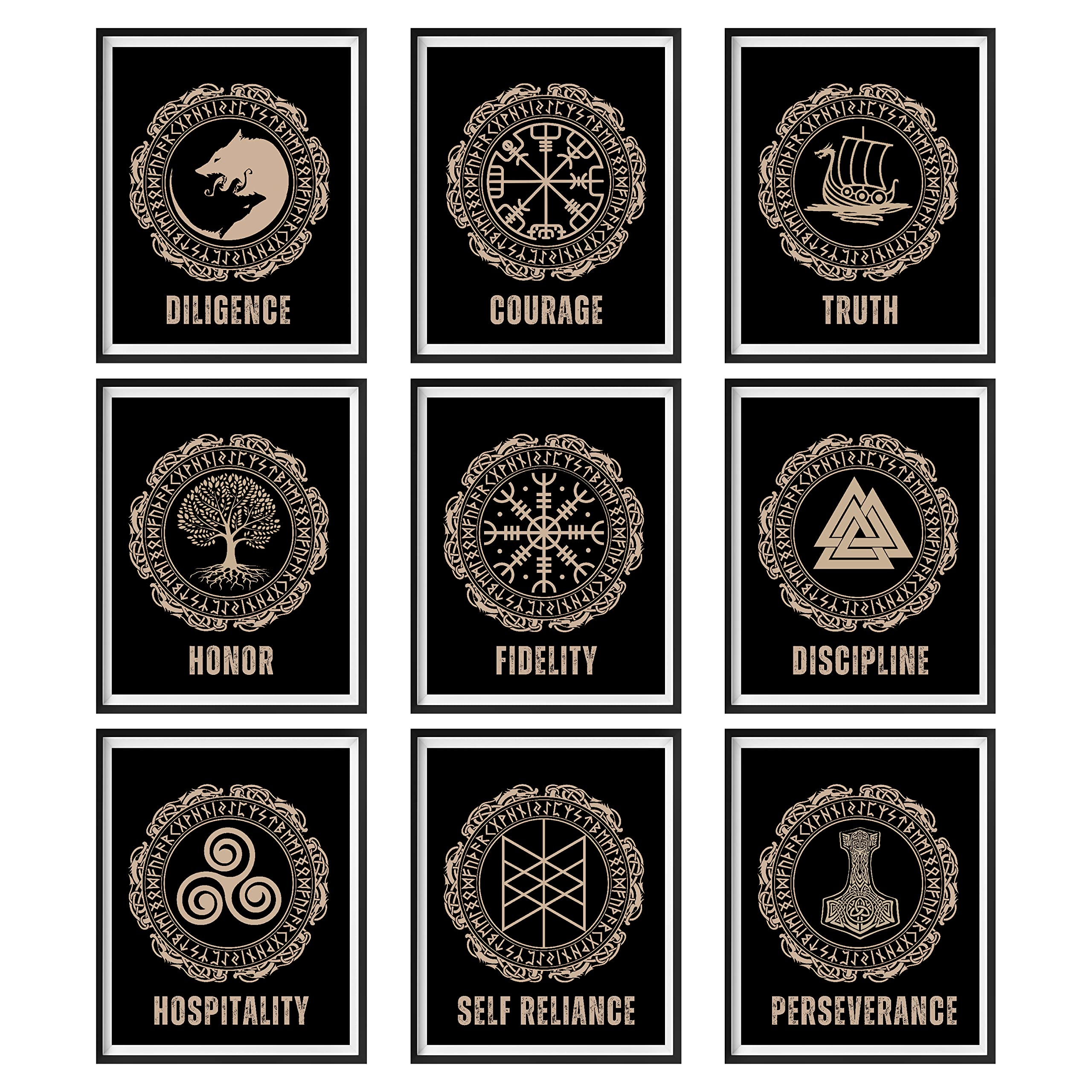 97 Decor Viking Wall Art - Norse Gifts for Men, Pagan Poster, Mythology Print, Bedroom Decorations (8x10 Unframed)