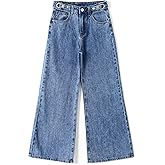 KIDSCOOL SPACE Girls Wide-Leg Jeans,Little Big Girl Baggy Denim Pants